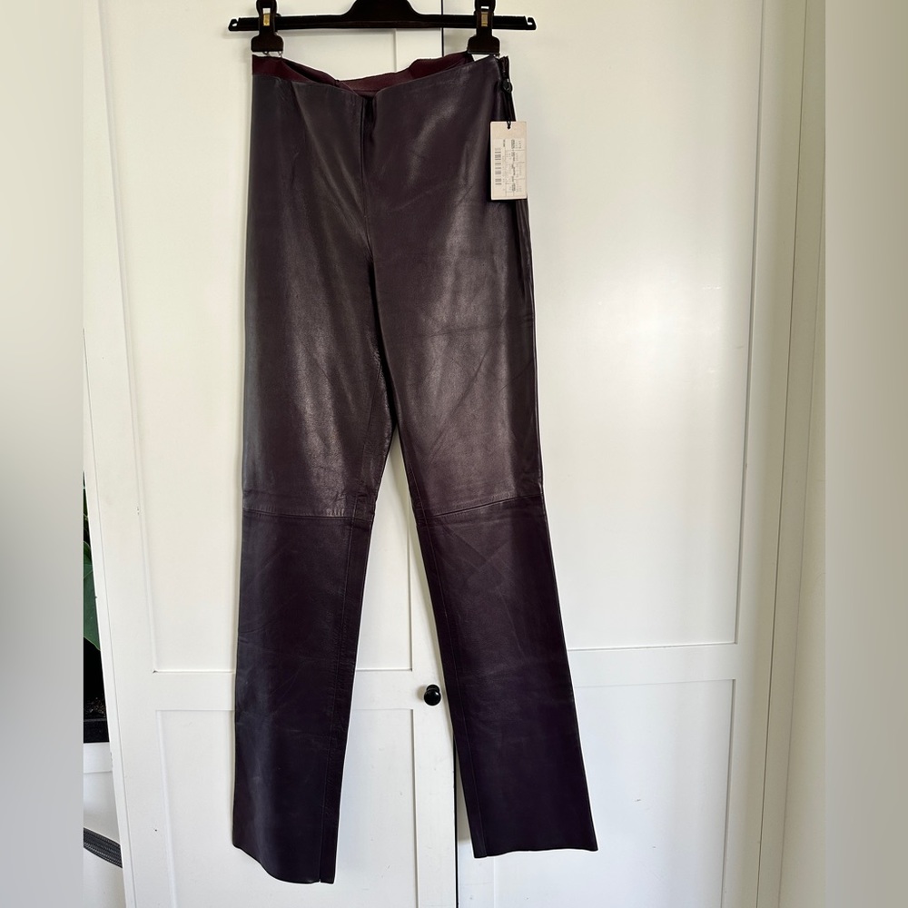 Tom Ford Gucci 1990s leather pants never worn dark purple NWT
